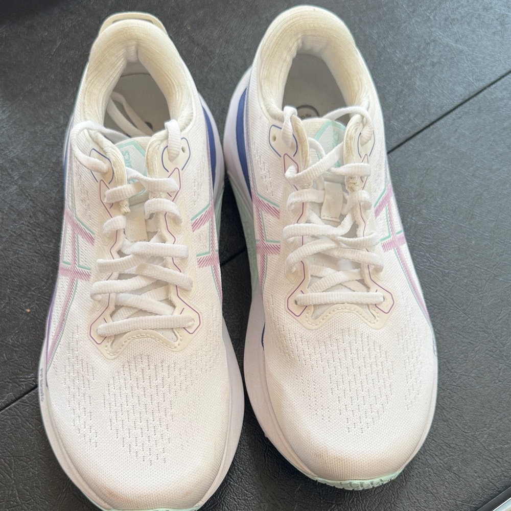 Pure gel White Athletic Sneakers with Pastel Accents. Only worn once
